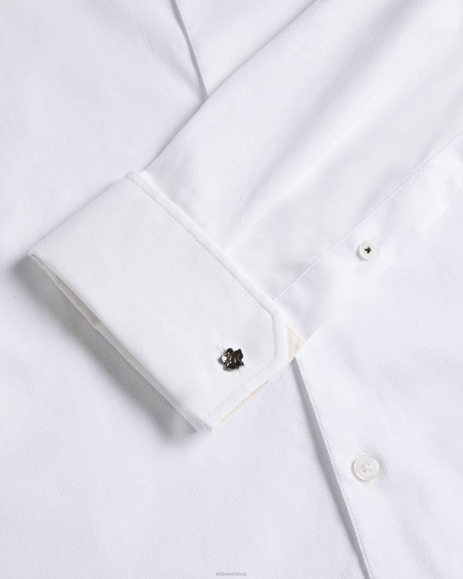 apģērbs Ted Baker krekls ar garām piedurknēm balts vīriešiem 26TV1231