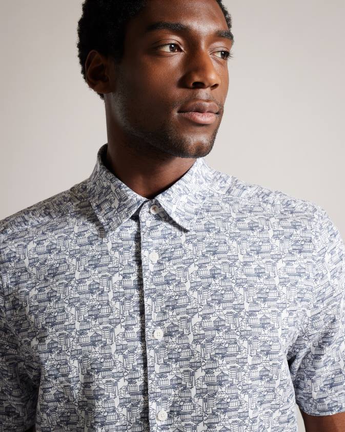 apģērbs Ted Baker laghy siltumnīcas krekls ar īsām piedurknēm gaiši zils vīriešiem 26TV1547