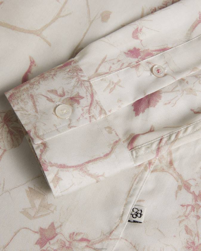 apģērbs Ted Baker millow botāniskais liocela krekls ar garām piedurknēm dabisks vīriešiem 26TV1436