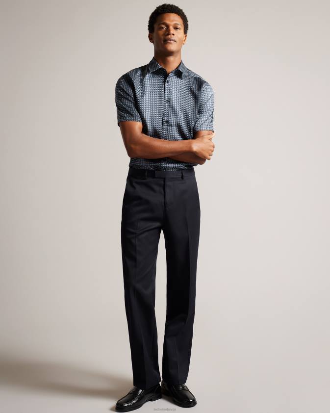 apģērbs Ted Baker munden krekls ar ģeometrisku apdruku ar īsām piedurknēm flote vīriešiem 26TV1540