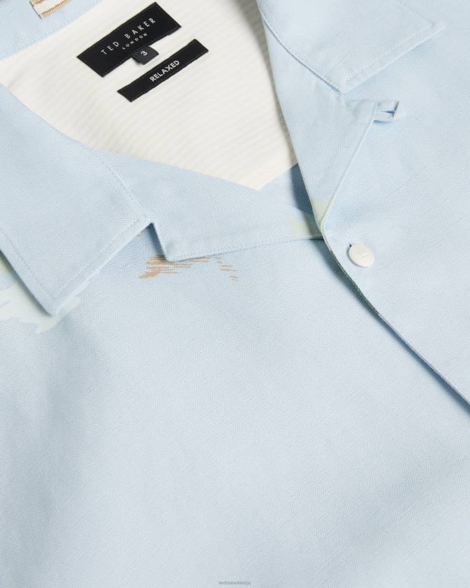 apģērbs Ted Baker neele krekls ar īsām piedurknēm ar ziedu apdruku gaiši zils vīriešiem 26TV1478