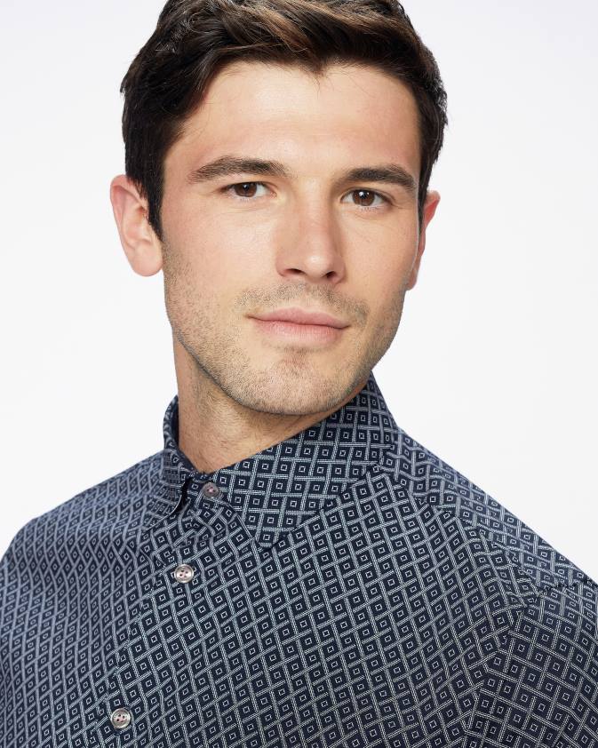 apģērbs Ted Baker notrip ls dimanta apdrukas krekls flote vīriešiem 26TV1713