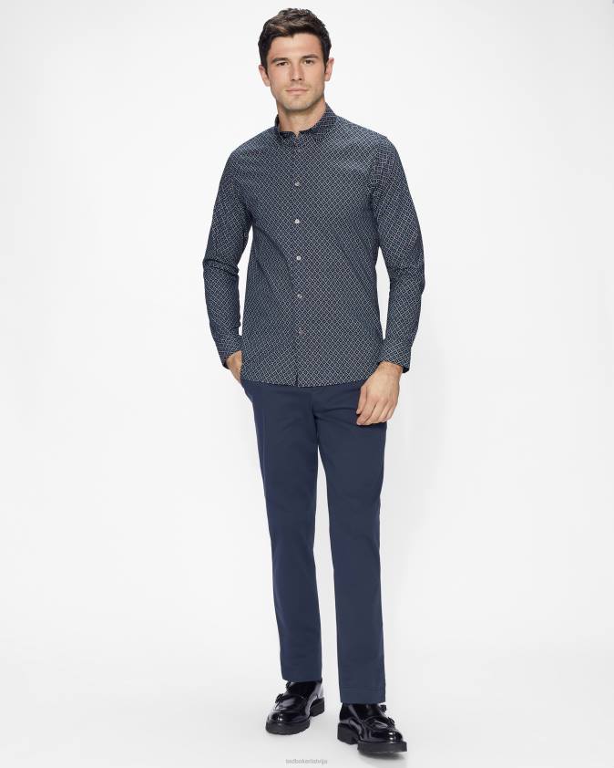 apģērbs Ted Baker notrip ls dimanta apdrukas krekls flote vīriešiem 26TV1713