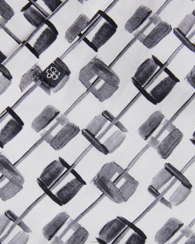 apģērbs Ted Baker Ērisa krāsots ģeometrisks krekls ar īsām piedurknēm ekru vīriešiem 26TV1605