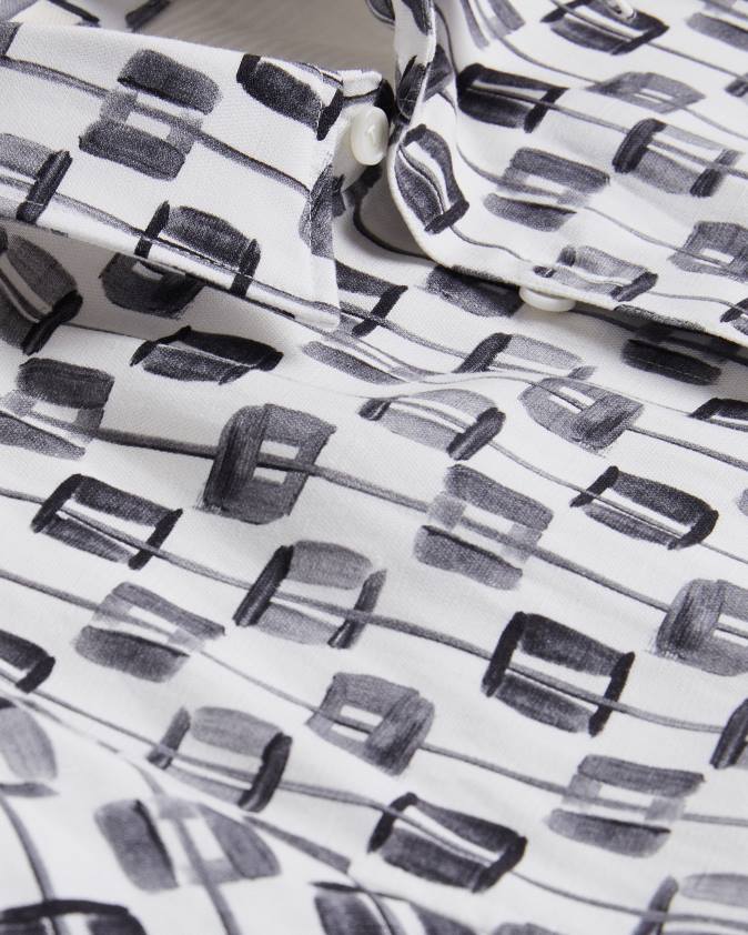 apģērbs Ted Baker Ērisa krāsots ģeometrisks krekls ar īsām piedurknēm ekru vīriešiem 26TV1605