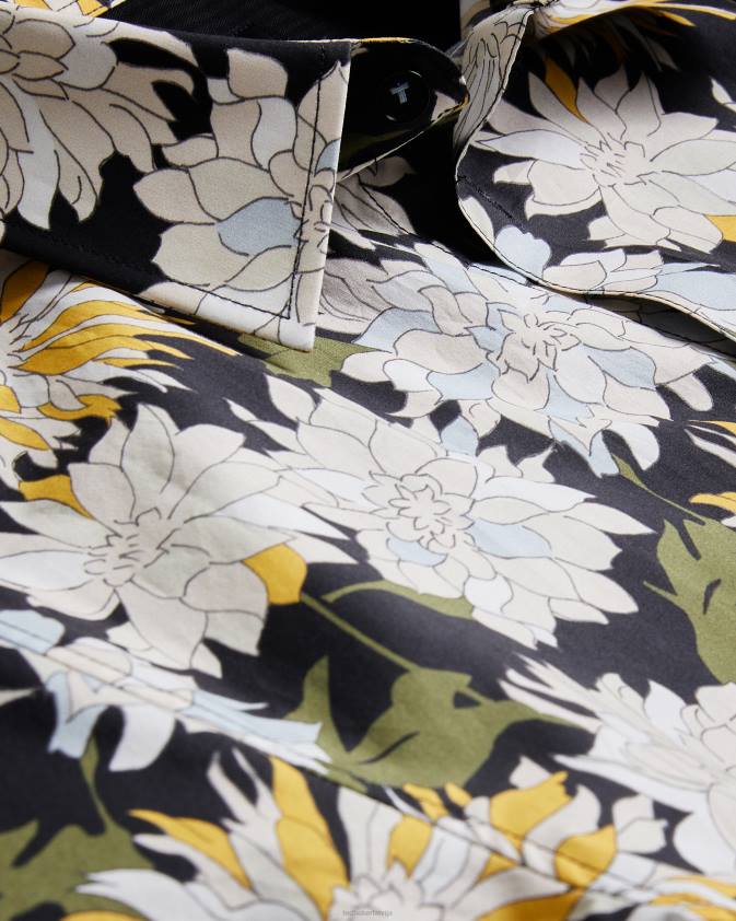 apģērbs Ted Baker sallins ziedu krekls ar īsām piedurknēm daudzkrāsains vīriešiem 26TV1533