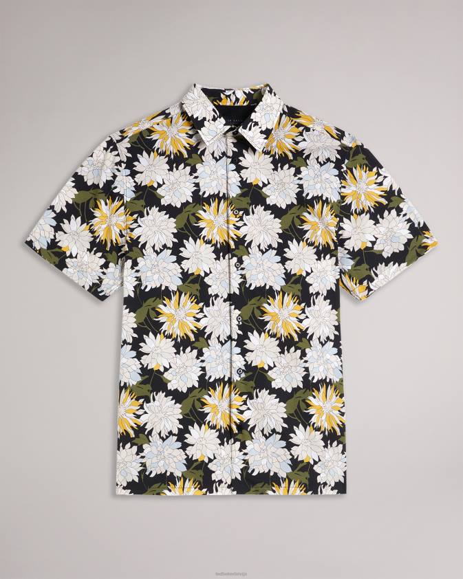 apģērbs Ted Baker sallins ziedu krekls ar īsām piedurknēm daudzkrāsains vīriešiem 26TV1533