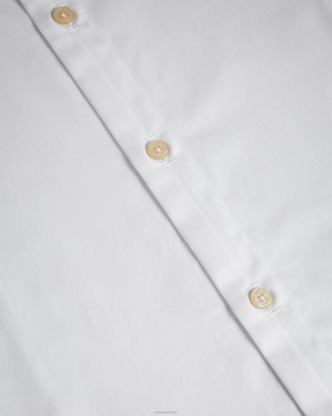 apģērbs Ted Baker satīna elastīgs krekls ar garām piedurknēm balts vīriešiem 26TV1426