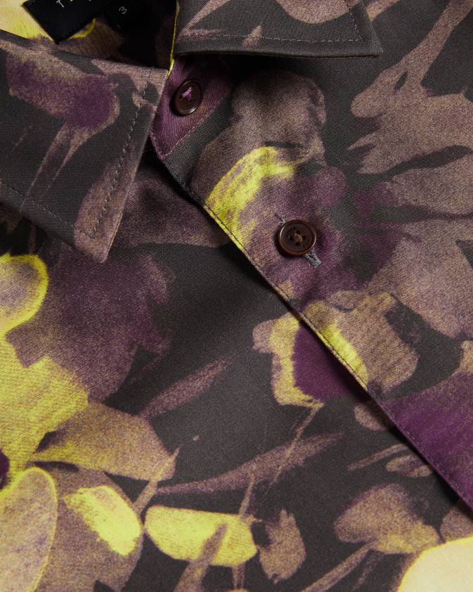 apģērbs Ted Baker slesho krekls ar akvareļa apdruku ar īsām piedurknēm daudzkrāsains vīriešiem 26TV1259