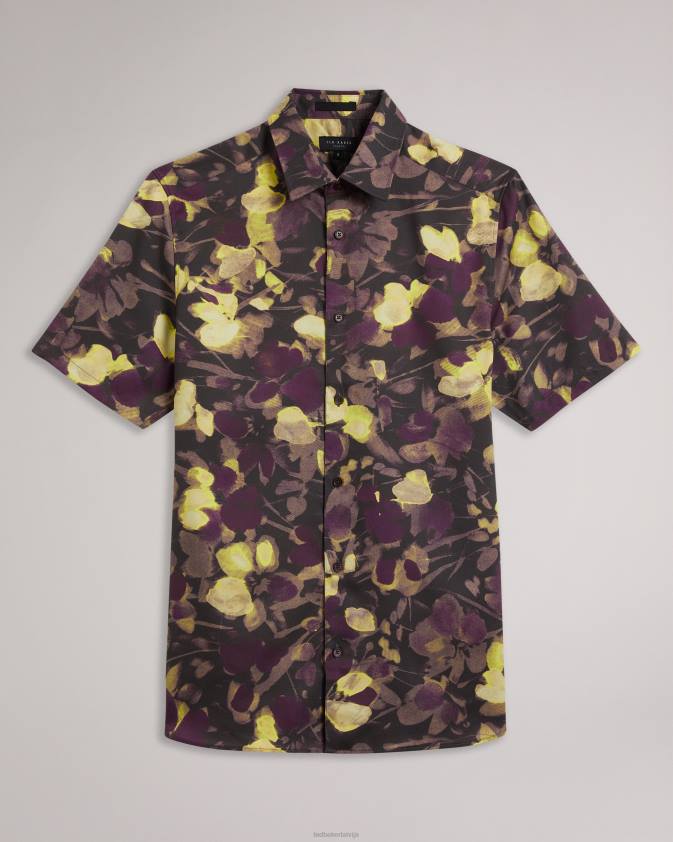 apģērbs Ted Baker slesho krekls ar akvareļa apdruku ar īsām piedurknēm daudzkrāsains vīriešiem 26TV1259