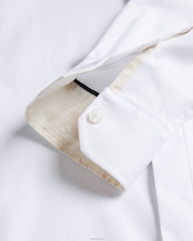 apģērbs Ted Baker witone krekls ar garām piedurknēm balts vīriešiem 26TV1237