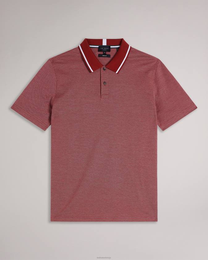 apģērbs Ted Baker arts mini žakarda dūriens polo krekls tumši sarkans vīriešiem 26TV1620