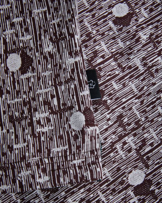 apģērbs Ted Baker coreo ģeometrisks trikotāžas polo krekls sarkanbrūns vīriešiem 26TV1239