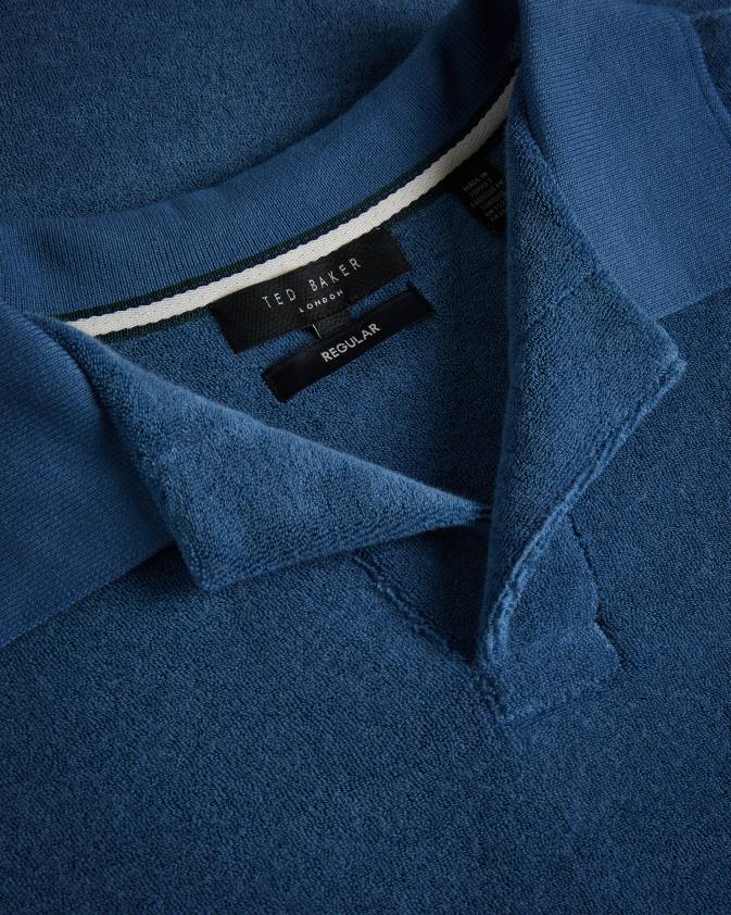 apģērbs Ted Baker sndbank toweling revere apkakle polo krekls tumši zils vīriešiem 26TV1565