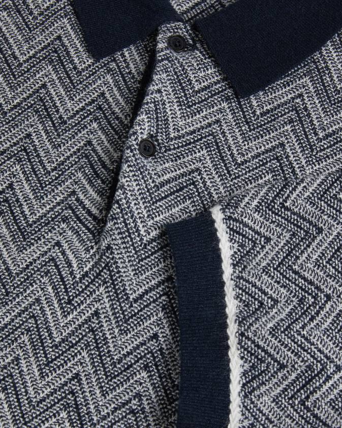 apģērbs Ted Baker waldun zig zag adīts polo krekls flote vīriešiem 26TV1406