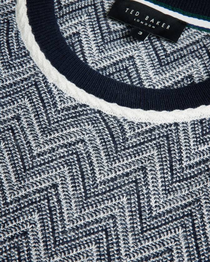 apģērbs Ted Baker nudla zig zag trikotāžas t-krekls flote vīriešiem 26TV1429