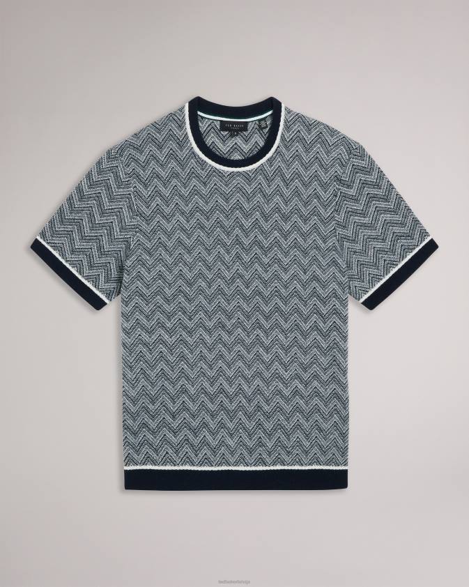 apģērbs Ted Baker nudla zig zag trikotāžas t-krekls flote vīriešiem 26TV1429