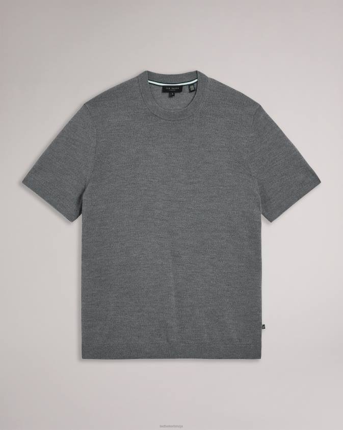 apģērbs Ted Baker senti adīts t-krekls ar īsām piedurknēm ogles vīriešiem 26TV1582