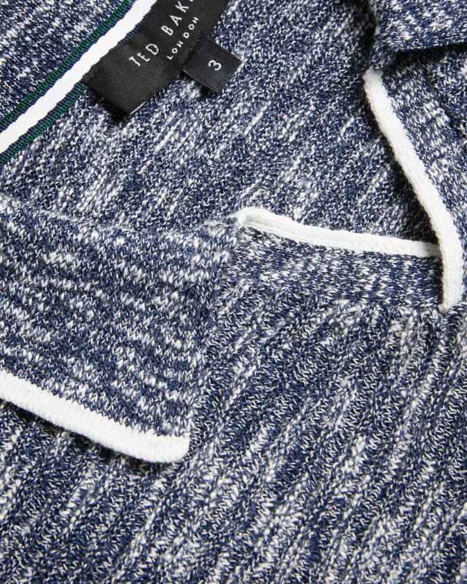 apģērbs Ted Baker plantr atvērtas apkakles marled polo krekls tumši zils vīriešiem 26TV1539