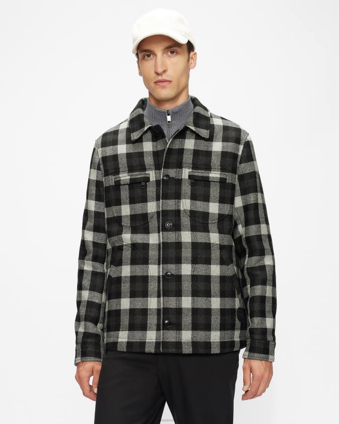 apģērbs Ted Baker slīpi rūtīta vilnas vate pelēks vīriešiem 26TV1670