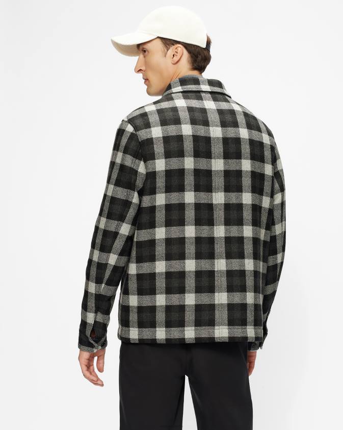 apģērbs Ted Baker slīpi rūtīta vilnas vate pelēks vīriešiem 26TV1670