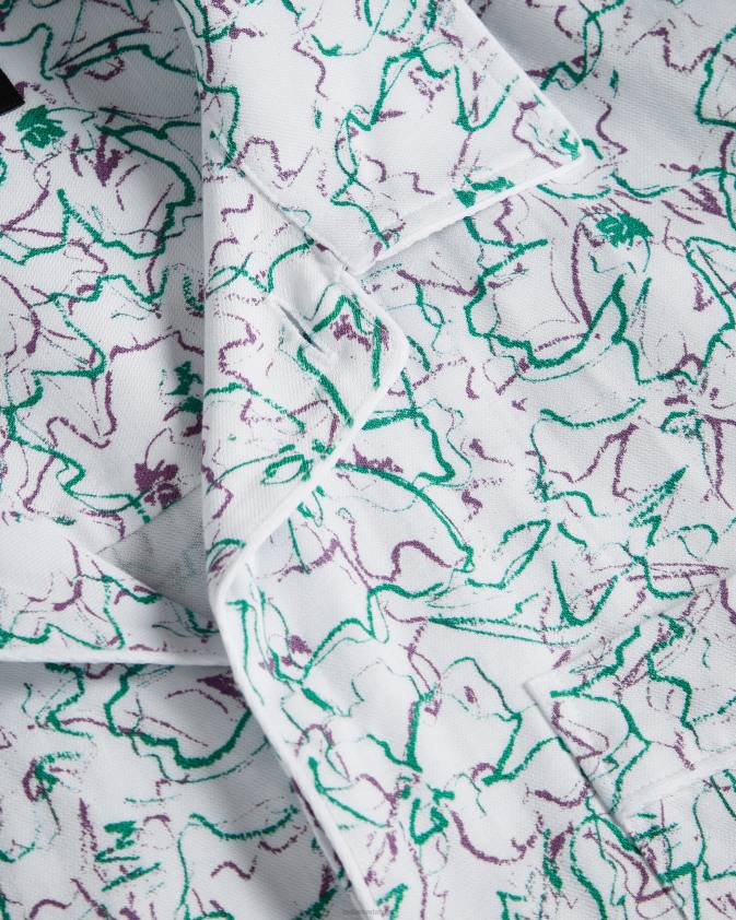 apģērbs Ted Baker Bartlet krekls ar īsām piedurknēm revere apdruku balts vīriešiem 26TV1677