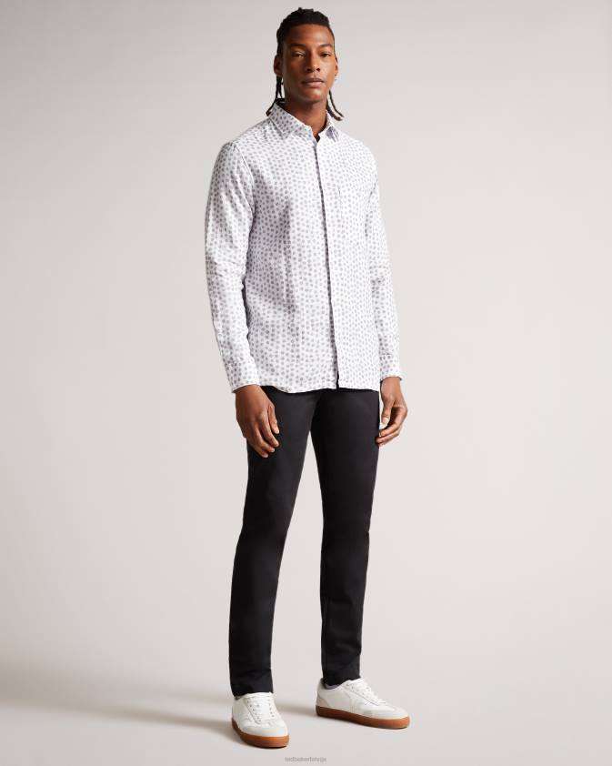 apģērbs Ted Baker aillon krekls ar garām piedurknēm spot print pelēks vīriešiem 26TV1652