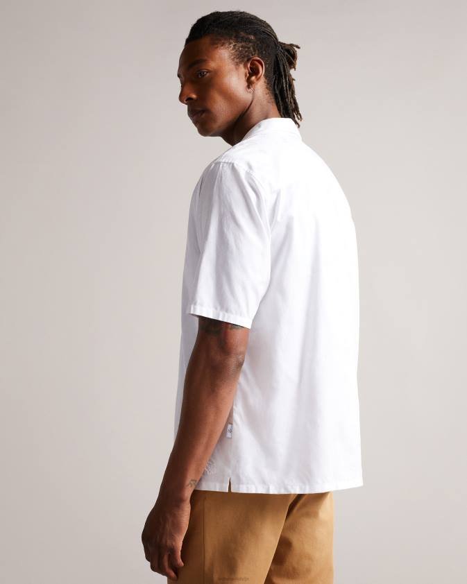 apģērbs Ted Baker homelea ziedu žakarda krekls ar īsām piedurknēm balts vīriešiem 26TV1666