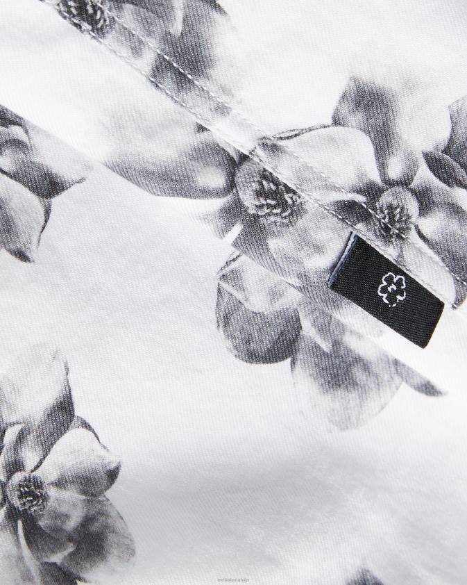 apģērbs Ted Baker milhill ls fotogrāfisks magnolijas apdrukas krekls balts vīriešiem 26TV1675