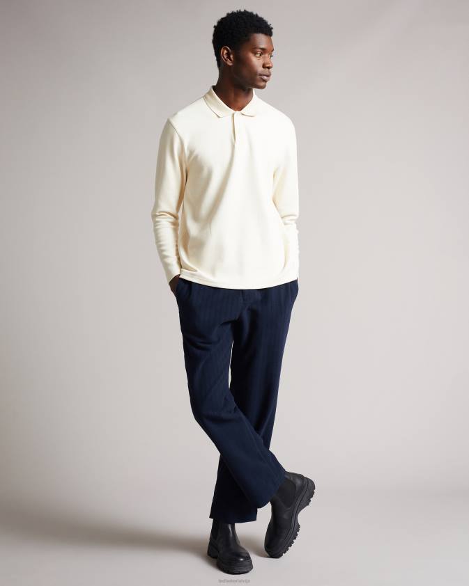 apģērbs Ted Baker baddow sarža džersija polo krekls dabisks vīriešiem 26TV1714