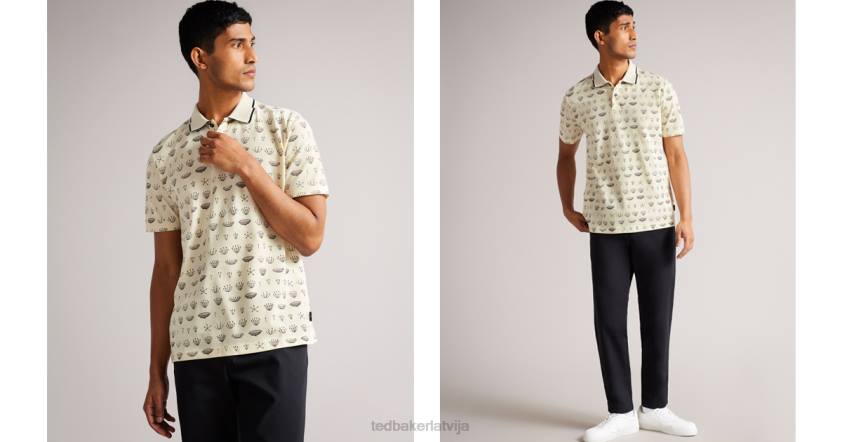 apģērbs Ted Baker colves ss drukāts polo balts vīriešiem 26TV1715