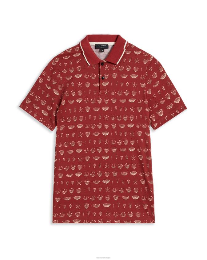 apģērbs Ted Baker colves ss drukāts polo tumši oranžs vīriešiem 26TV1682