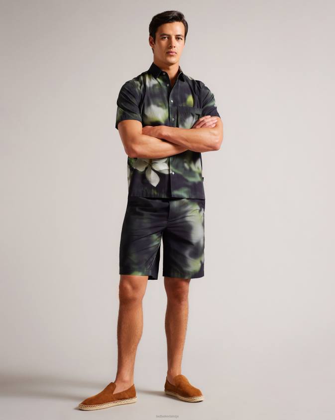 apģērbs Ted Baker caol digitāli šorti ar ziedu apdruku melns vīriešiem 26TV1712