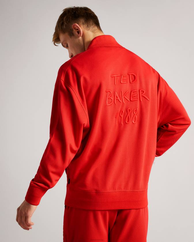 apģērbs Ted Baker lymn ls grafiskais krekls ar rāvējslēdzēju spilgti sarkans vīriešiem 26TV1627