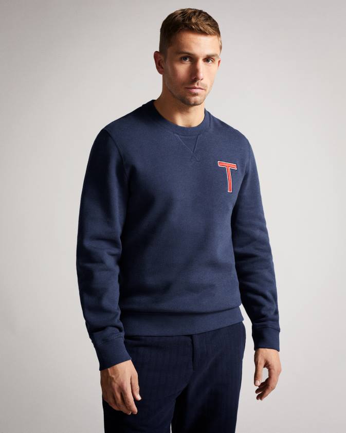 apģērbs Ted Baker welloe ls varsity t džemperis flote vīriešiem 26TV1661