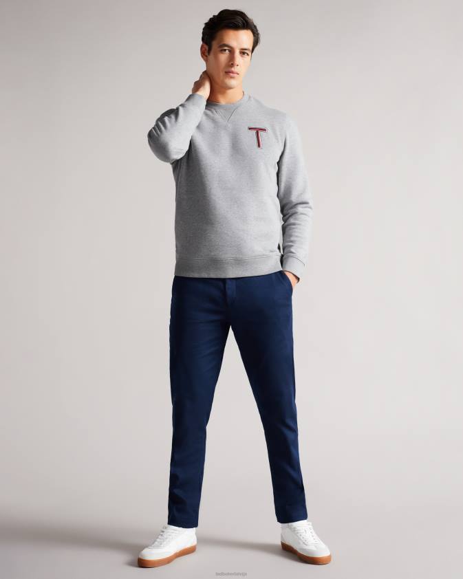 apģērbs Ted Baker welloe ls varsity t džemperis pelēkais merģelis vīriešiem 26TV1678