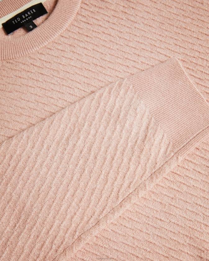 apģērbs Ted Baker knares ls teksturēts apkalpes kakla džemperis rozā vīriešiem 26TV1717
