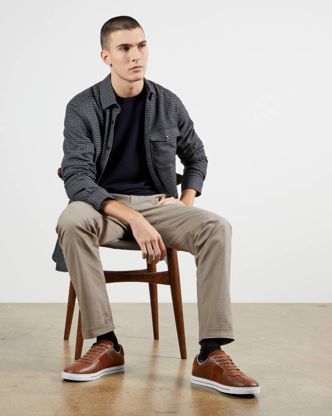 apģērbs Ted Baker staylay teksturēts džemperis ar apkakli flote vīriešiem 26TV1709