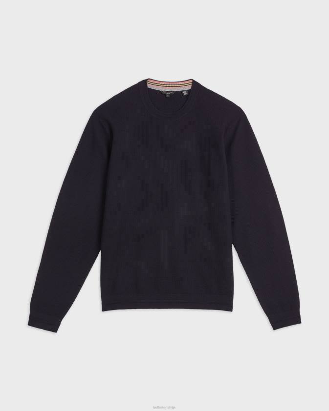 apģērbs Ted Baker staylay teksturēts džemperis ar apkakli flote vīriešiem 26TV1709