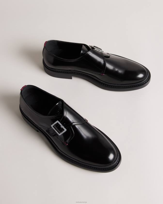 kurpes Ted Baker elvan ādas mūku kurpes melns vīriešiem 26TV1793