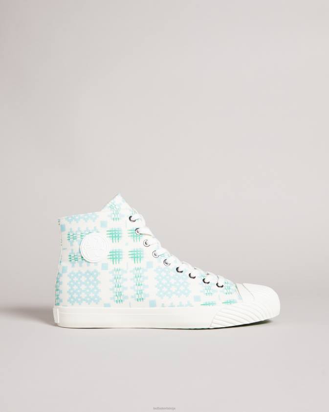 kurpes Ted Baker rranip apdrukāta audekla augstas augšdaļas kedas balts vīriešiem 26TV2087