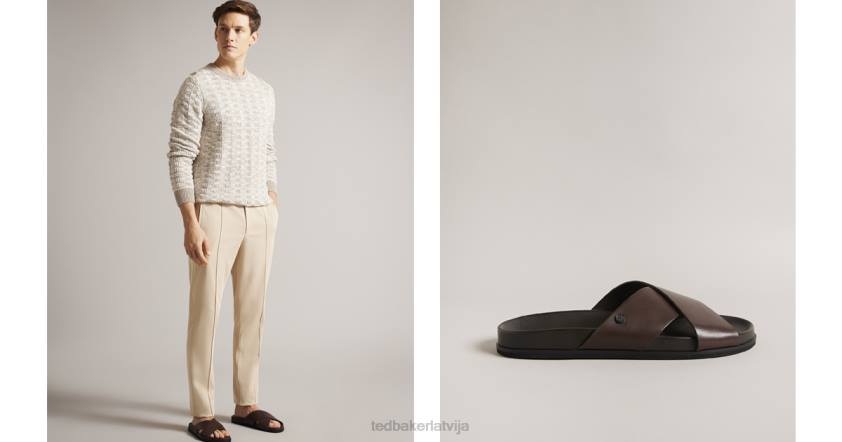 kurpes Ted Baker Oskara ādas sandales brūns vīriešiem 26TV1859