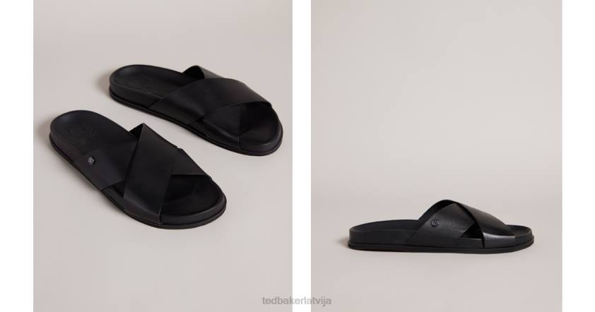 kurpes Ted Baker Oskara ādas sandales melns vīriešiem 26TV1824