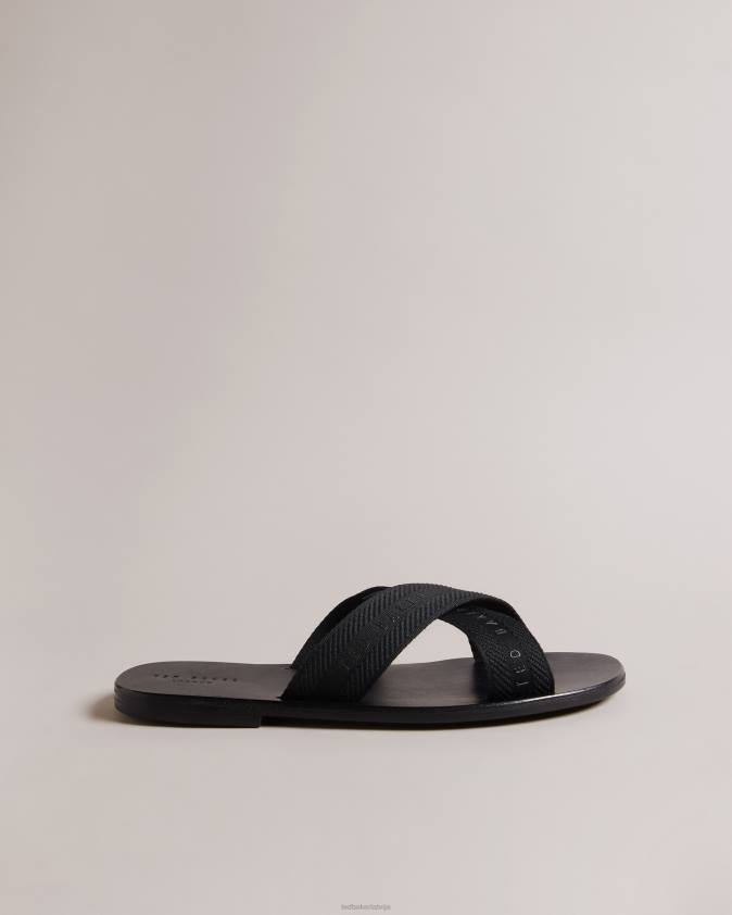 kurpes Ted Baker kaidenn crossover siksnas siksnas slīdņi melns vīriešiem 26TV1872