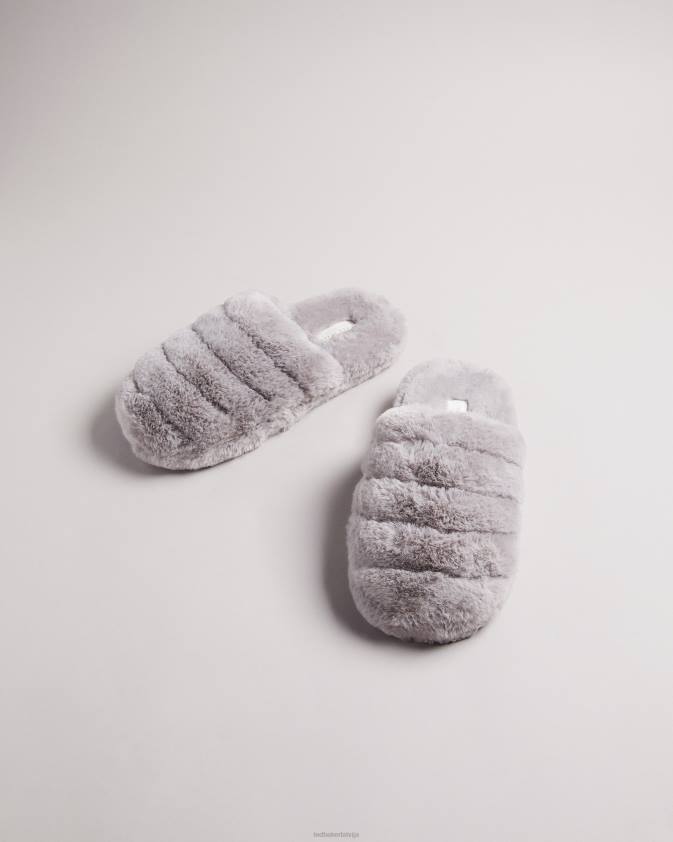 kurpes Ted Baker lopsey mākslīgās kažokādas čības gaiši pelēks vīriešiem 26TV927