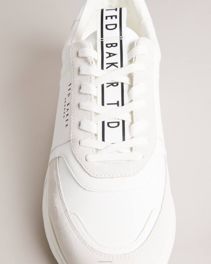 kurpes Ted Baker cecylew siksnas gludas ādas un zamšādas trenažieri balts vīriešiem 26TV1871