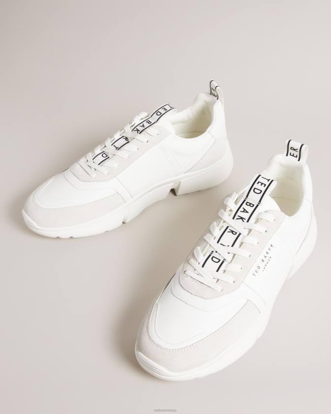 kurpes Ted Baker cecylew siksnas gludas ādas un zamšādas trenažieri balts vīriešiem 26TV1871