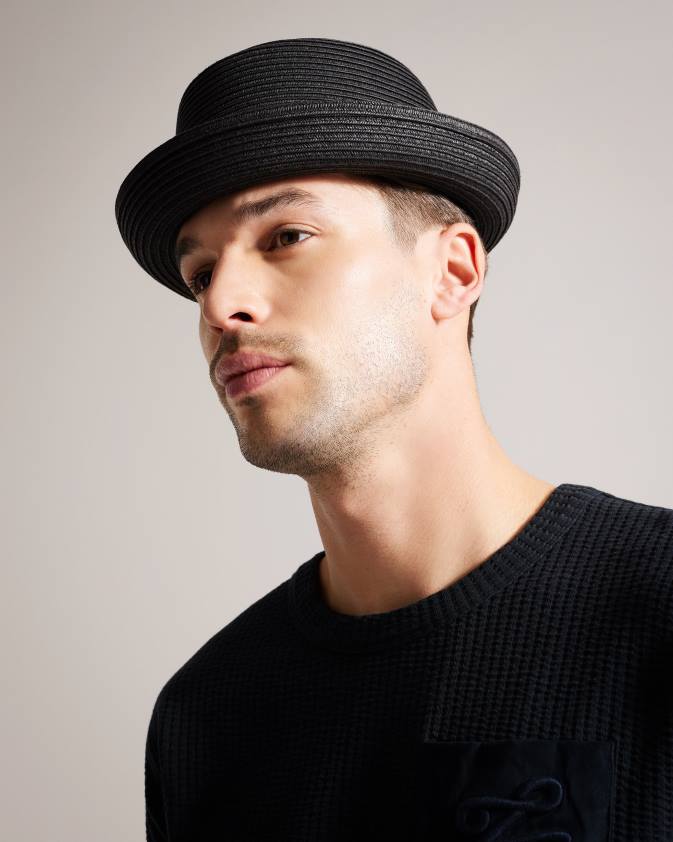 Piederumi Ted Baker akselijas salmu cūkgaļas pīrāga cepure melns vīriešiem 26TV1820