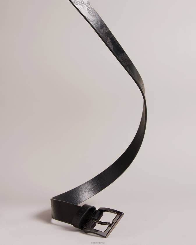 Piederumi Ted Baker Whyatt lāzergravēta ādas josta melns vīriešiem 26TV2008