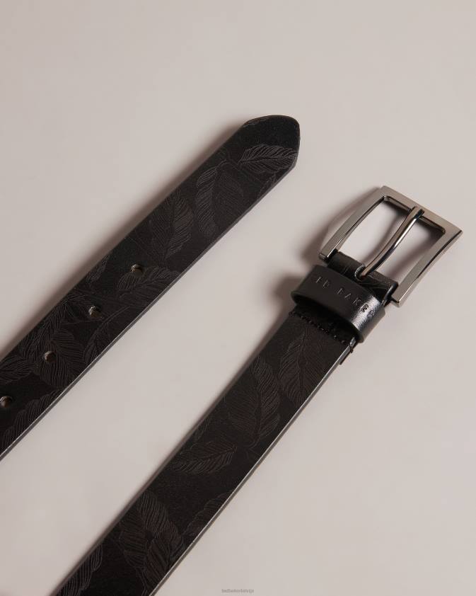 Piederumi Ted Baker Whyatt lāzergravēta ādas josta melns vīriešiem 26TV2008